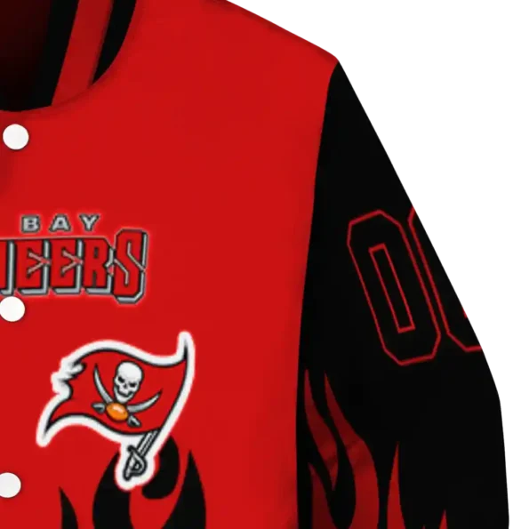 custom tampa bay buccaneers flame border red black varsity jacket premium grade
