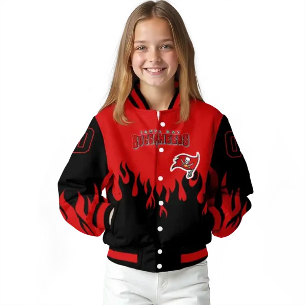 custom tampa bay buccaneers flame border red black varsity jacket top rated