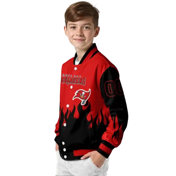 custom tampa bay buccaneers flame border red black varsity jacket trendy