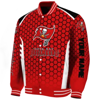 custom tampa bay buccaneers hexagon grid red varsity jacket best selling
