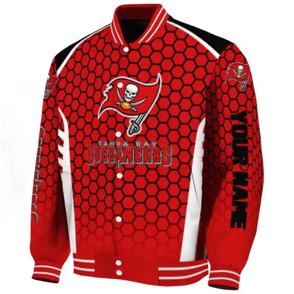 custom tampa bay buccaneers hexagon grid red varsity jacket best selling