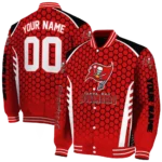 custom tampa bay buccaneers hexagon grid red varsity jacket best selling