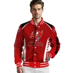 custom tampa bay buccaneers hexagon grid red varsity jacket best selling