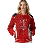 custom tampa bay buccaneers hexagon grid red varsity jacket best selling
