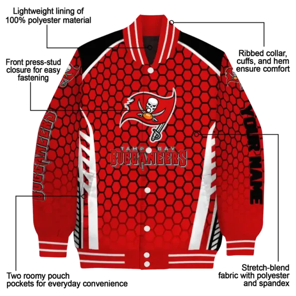 custom tampa bay buccaneers hexagon grid red varsity jacket new arrival