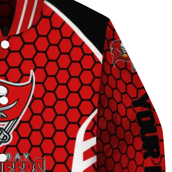 custom tampa bay buccaneers hexagon grid red varsity jacket premium grade