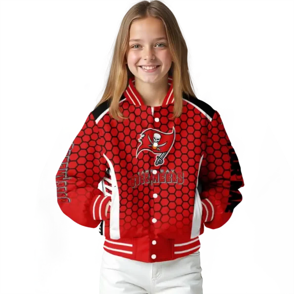 custom tampa bay buccaneers hexagon grid red varsity jacket top rated