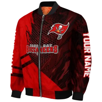 custom tampa bay buccaneers hexagon mesh red black bomber jacket best selling