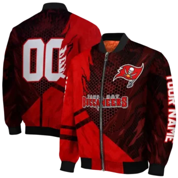 custom tampa bay buccaneers hexagon mesh red black bomber jacket fashion forward