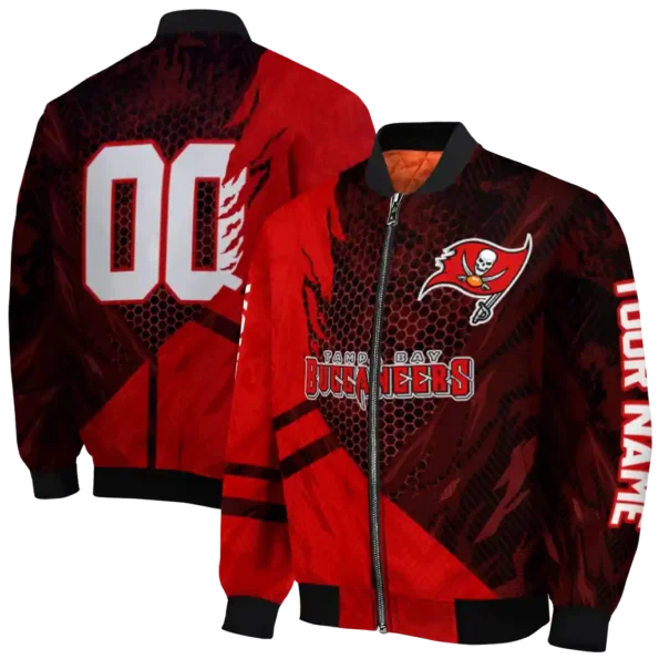 custom tampa bay buccaneers hexagon mesh red black bomber jacket fashion forward