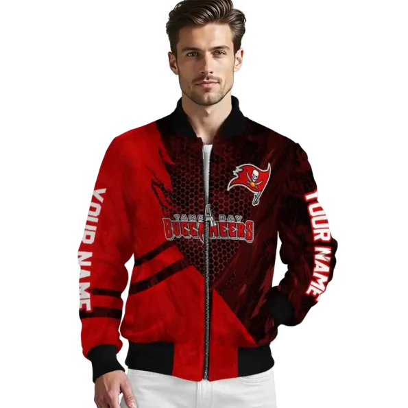 custom tampa bay buccaneers hexagon mesh red black bomber jacket high quality