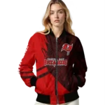 custom tampa bay buccaneers hexagon mesh red black bomber jacket best selling
