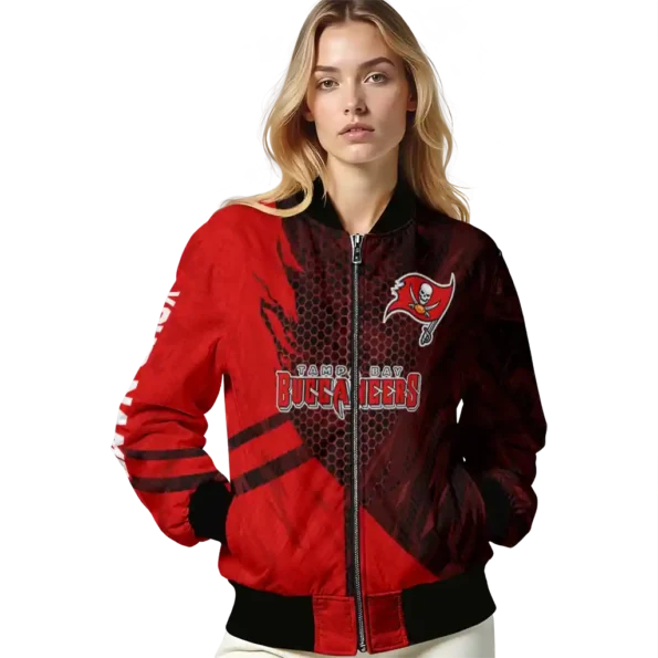 custom tampa bay buccaneers hexagon mesh red black bomber jacket latest model
