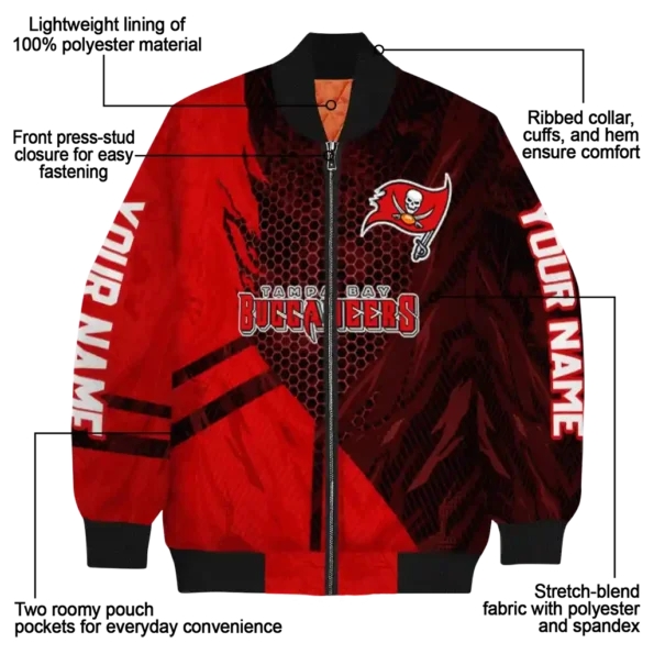 custom tampa bay buccaneers hexagon mesh red black bomber jacket new arrival
