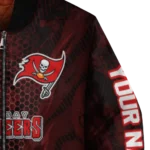 custom tampa bay buccaneers hexagon mesh red black bomber jacket best selling