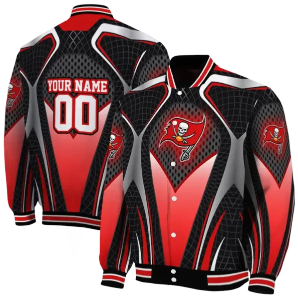 custom tampa bay buccaneers mesh chest black crocs black varsity jacket fashion forward