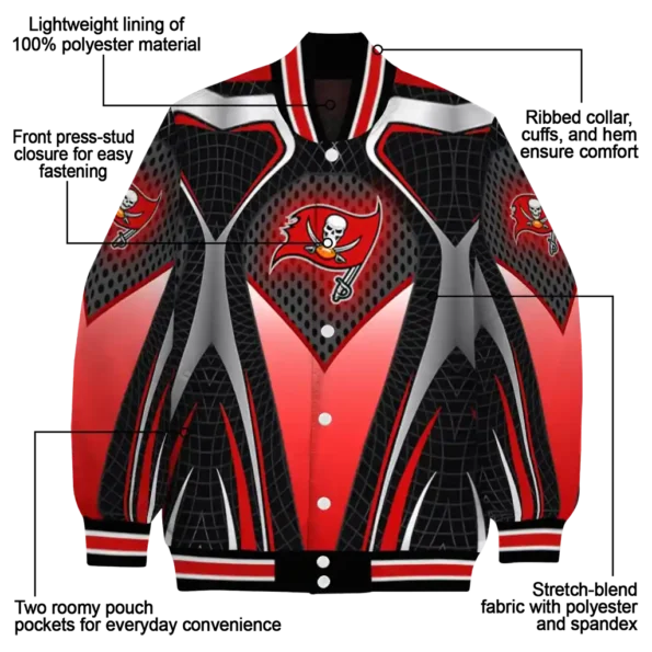 custom tampa bay buccaneers mesh chest black crocs black varsity jacket new arrival