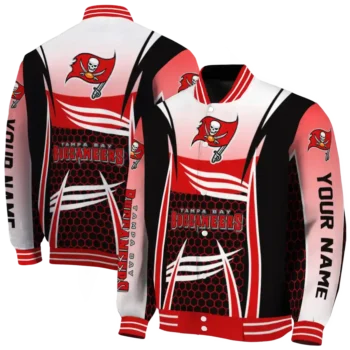 custom tampa bay buccaneers mesh effect red black varsity jacket fashion forward