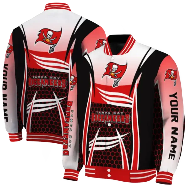 custom tampa bay buccaneers mesh effect red black varsity jacket fashion forward