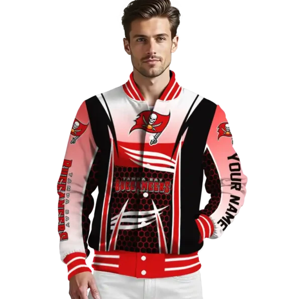 custom tampa bay buccaneers mesh effect red black varsity jacket high quality
