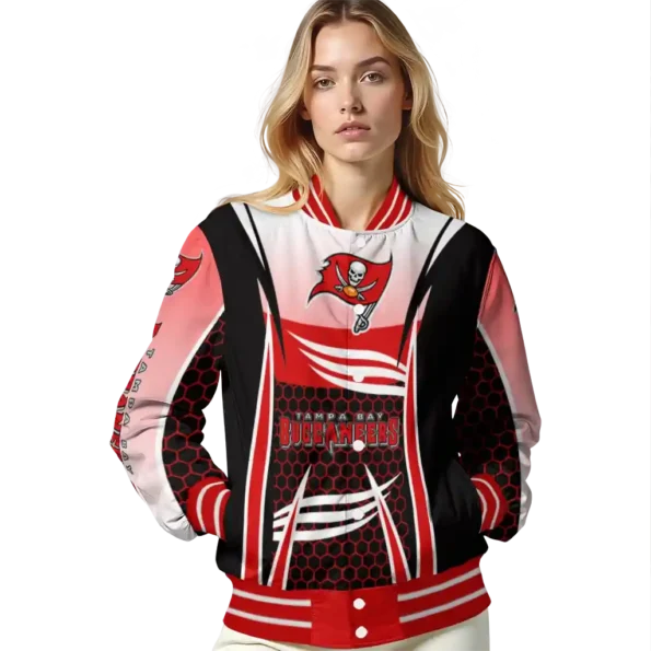 custom tampa bay buccaneers mesh effect red black varsity jacket latest model