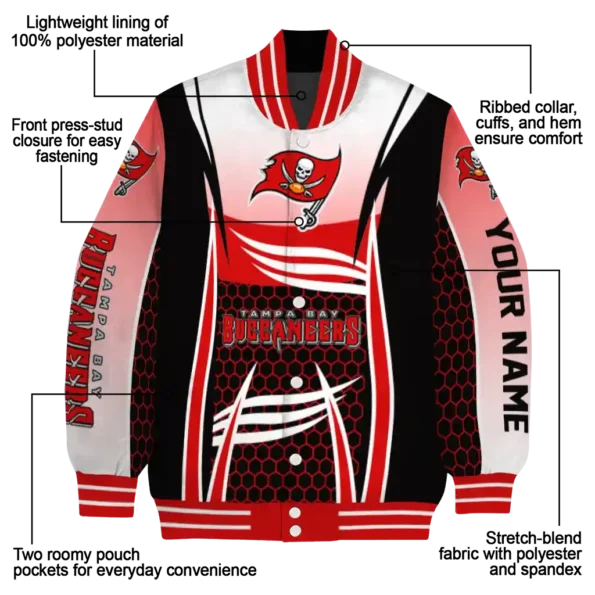 custom tampa bay buccaneers mesh effect red black varsity jacket new arrival