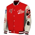custom tampa bay buccaneers razorback outline red nude varsity jacket best selling