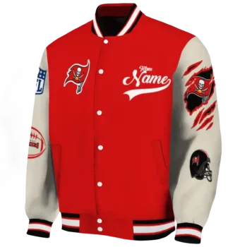 custom tampa bay buccaneers razorback outline red nude varsity jacket best selling