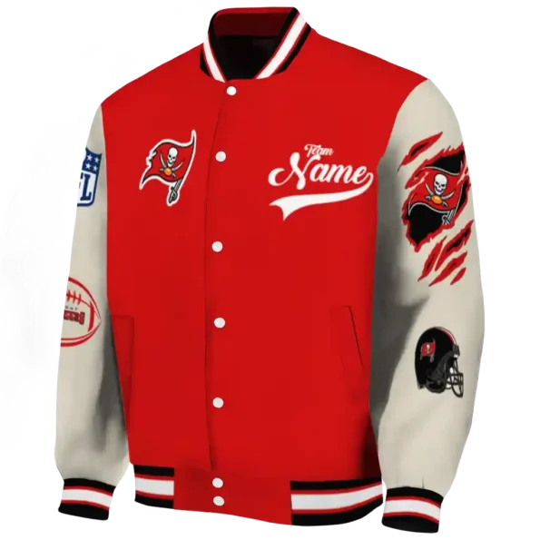 custom tampa bay buccaneers razorback outline red nude varsity jacket best selling