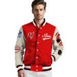 custom tampa bay buccaneers razorback outline red nude varsity jacket best selling