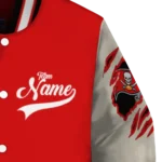 custom tampa bay buccaneers razorback outline red nude varsity jacket best selling