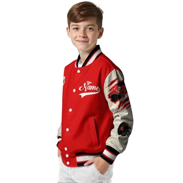 custom tampa bay buccaneers razorback outline red nude varsity jacket trendy