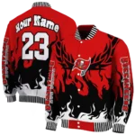 custom tampa bay buccaneers winged blaze red white varsity jacket best selling