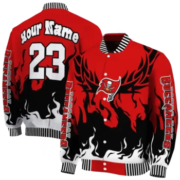 custom tampa bay buccaneers winged blaze red white varsity jacket fashion forward