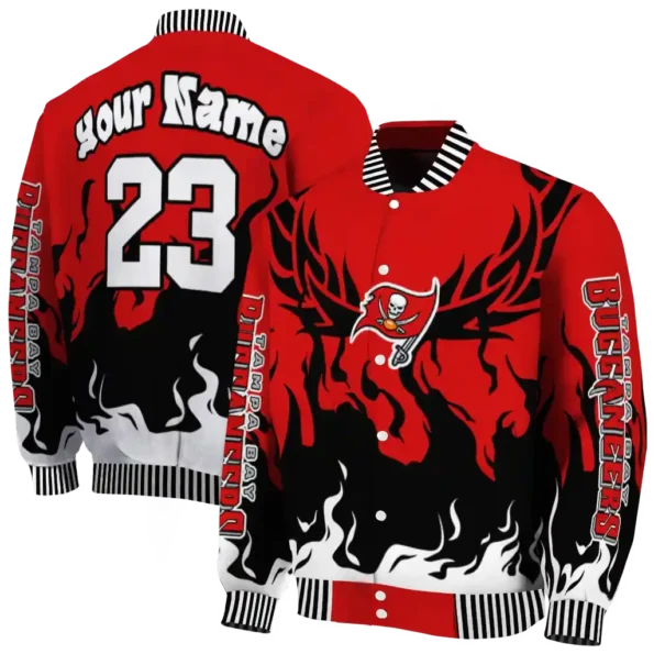 custom tampa bay buccaneers winged blaze red white varsity jacket fashion forward