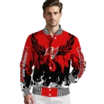 custom tampa bay buccaneers winged blaze red white varsity jacket best selling