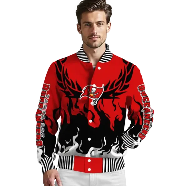 custom tampa bay buccaneers winged blaze red white varsity jacket high quality