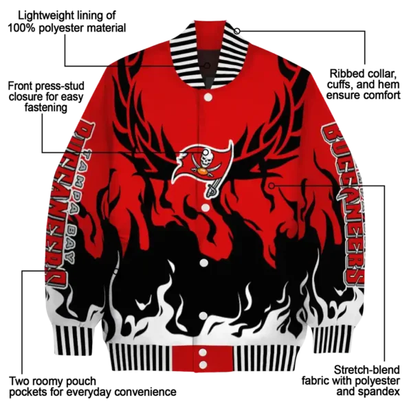 custom tampa bay buccaneers winged blaze red white varsity jacket new arrival