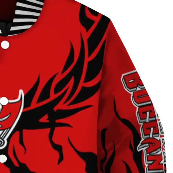 custom tampa bay buccaneers winged blaze red white varsity jacket premium grade