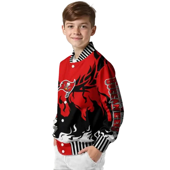custom tampa bay buccaneers winged blaze red white varsity jacket trendy