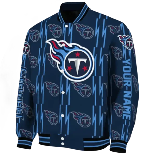 custom tennessee titans bolt stripe navy varsity jacket best selling