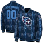 custom tennessee titans bolt stripe navy varsity jacket best selling