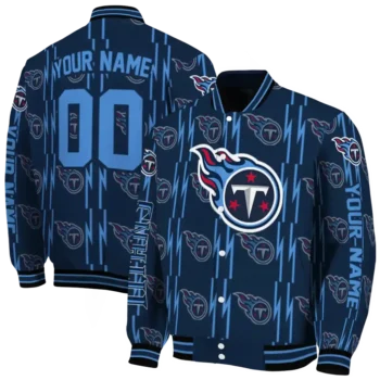 custom tennessee titans bolt stripe navy varsity jacket fashion forward