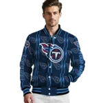 custom tennessee titans bolt stripe navy varsity jacket best selling