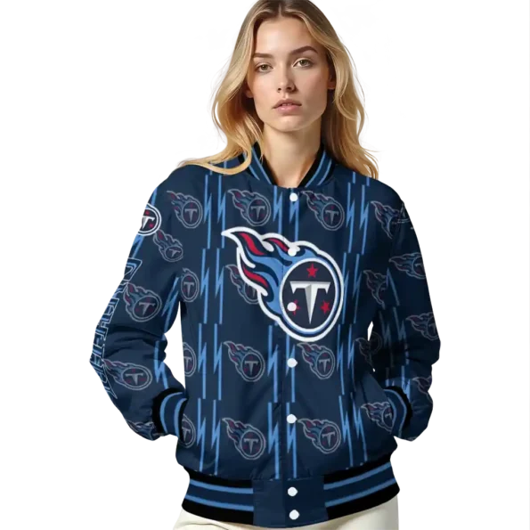 custom tennessee titans bolt stripe navy varsity jacket latest model