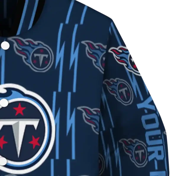 custom tennessee titans bolt stripe navy varsity jacket premium grade