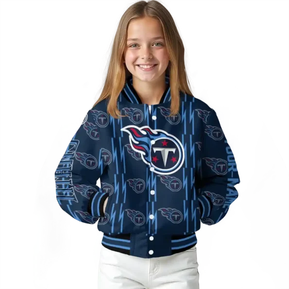 custom tennessee titans bolt stripe navy varsity jacket top rated