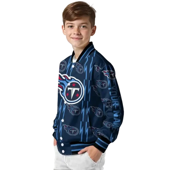 custom tennessee titans bolt stripe navy varsity jacket trendy