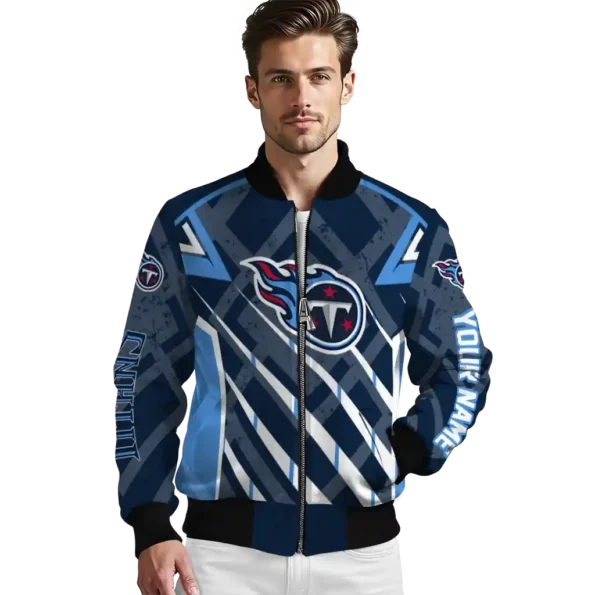 custom tennessee titans chevron angles navy bomber jacket high quality
