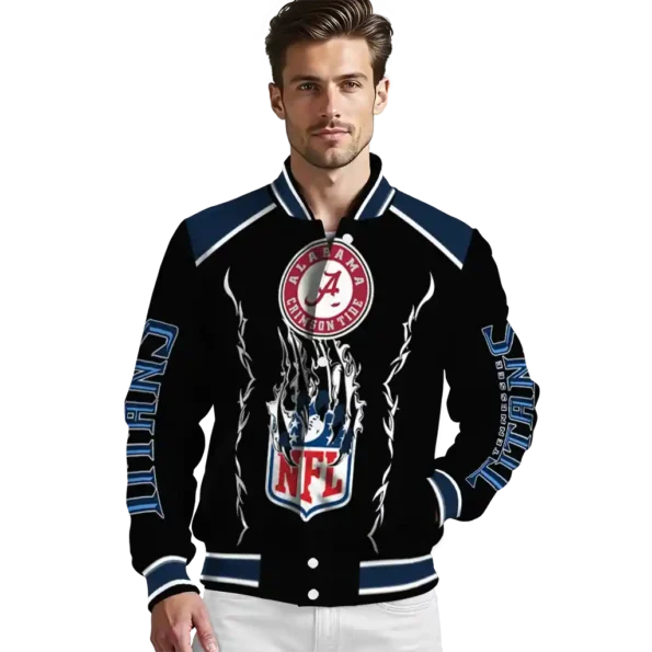 custom tennessee titans claw blood navy black varsity jacket high quality